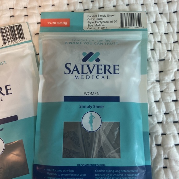 SALVERE compression tights/pantyhose/knee high socks 15-20 mmHg black&natural - Picture 3 of 5